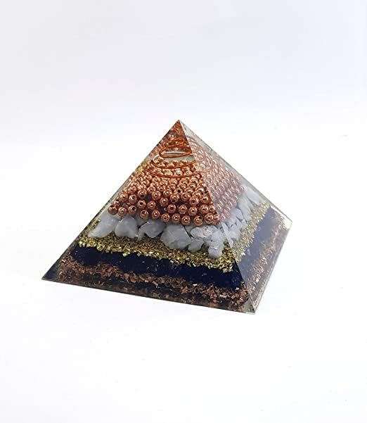 גנרטור אנרגיה אבן אנג'ליט ואבן טורמלין שחורה עם כדור נחושת ואבק אבק אורגון פירמידה | פירמידה EMF